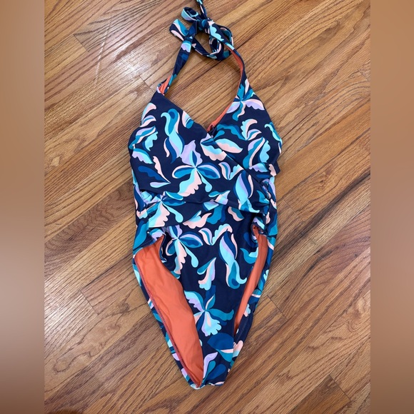 Anthropologie Maeve Violet Halter One-Piece Swimsuit Small - Picture 4 of 7